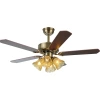 Industrial ceiling fan lights, European-style wood leaf bedroom electric fan lights, retro living room chandeliers, iron leaf dining room fan lights Item Picture